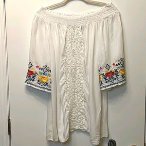 Blue Island off shoulder embroidered top medium